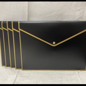 NWT U Brands 5ct Black and Gold Poly Document Holder